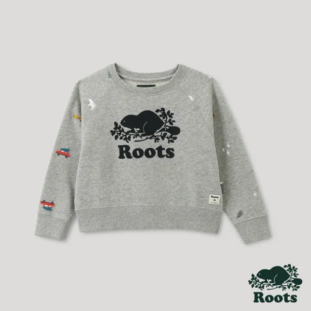 【Roots】Roots小童-經典傳承系列 溫馨佳節印花圓領上衣(灰色)