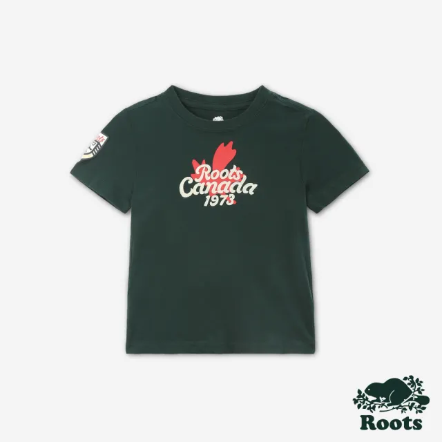 【Roots】Roots 小童- CANADA短袖T恤(深綠色)