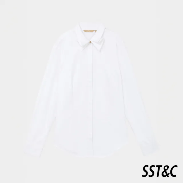 【SST&C 換季７５折】白色雙層領修身襯衫7562404003