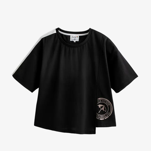 【Arnold Palmer 雨傘】女裝-快乾剪裁LOGO印花T-Shirt(黑色)