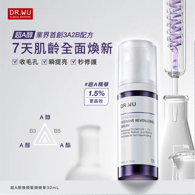 【DR.WU 達爾膚】早C晚A集中淡斑組(超微C淡斑精華20ML+超A醇精華1.5% 15ML)