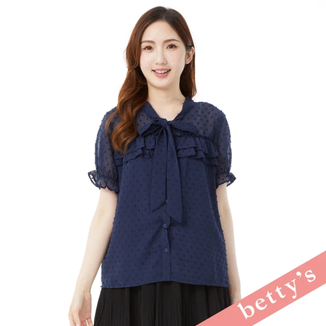 betty’s 貝蒂思 鐵塔刺繡條紋拼接短袖T-shirt(