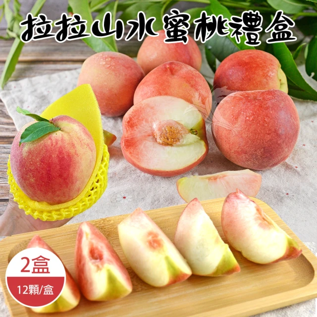 【禾鴻】拉拉山水蜜桃禮盒12顆x2盒(1.4kg/盒_7月桃)