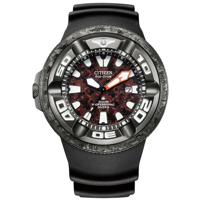 【CITIZEN 星辰】Promaster 限量哥吉拉紅蓮聯名款光動能300米潛水錶-紅x黑/48.2mm情人節 禮物(BJ8059-03Z)