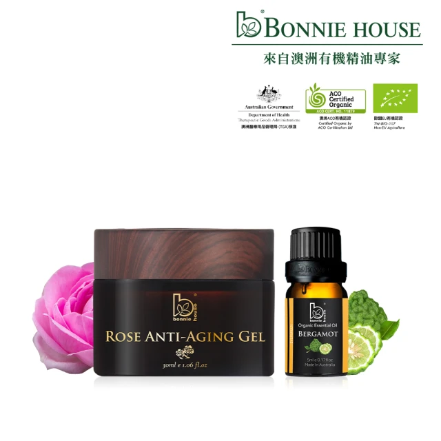 Bonnie House 植享家Bonnie House 植享家 美麗靚女煥采組(有機佛手柑精油5ml+玫瑰植萃馥活凝膠30ml)