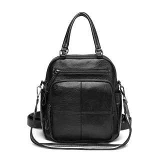 【DF Queenin】潮流時尚百搭軟面兩用後背包-共2色