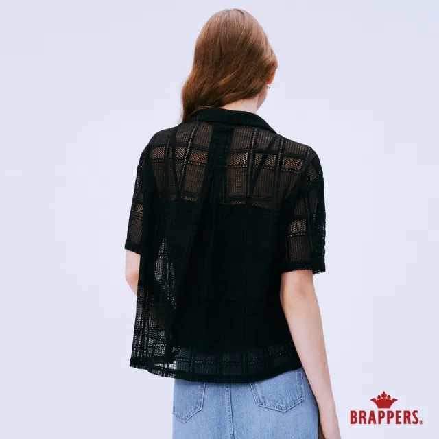 【BRAPPERS】女款 鏤空蕾絲雕花襯衫(黑)