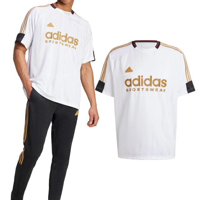 adidas 愛迪達 M Tiro Ntpk Tee 男款 白色 圓領 足球風條紋 印花 上衣 短袖 IW8867