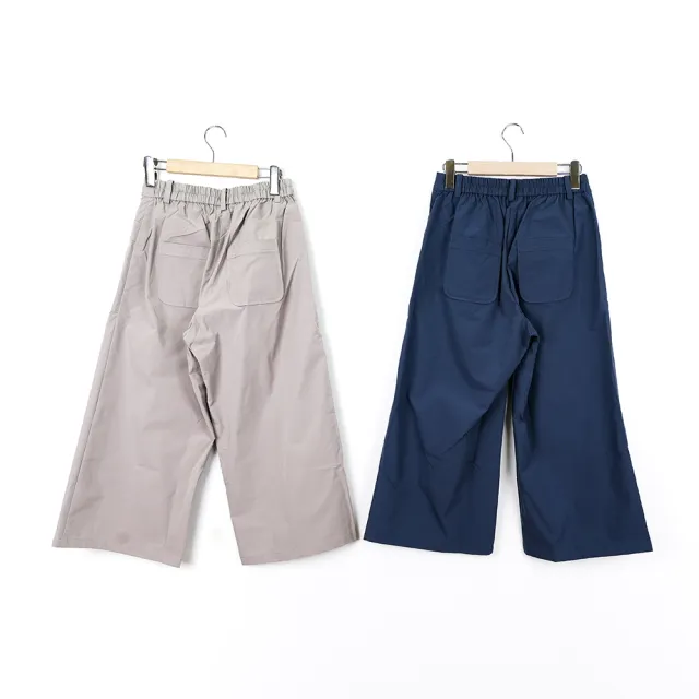 【CUMAR】大口袋休閒長寬褲(藍 卡)