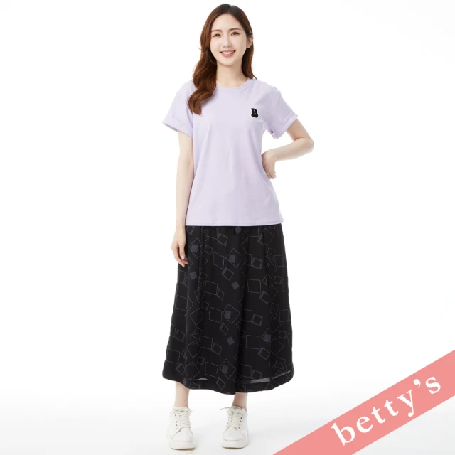 betty’s 貝蒂思 經典條紋側開衩口袋T-shirt(黑