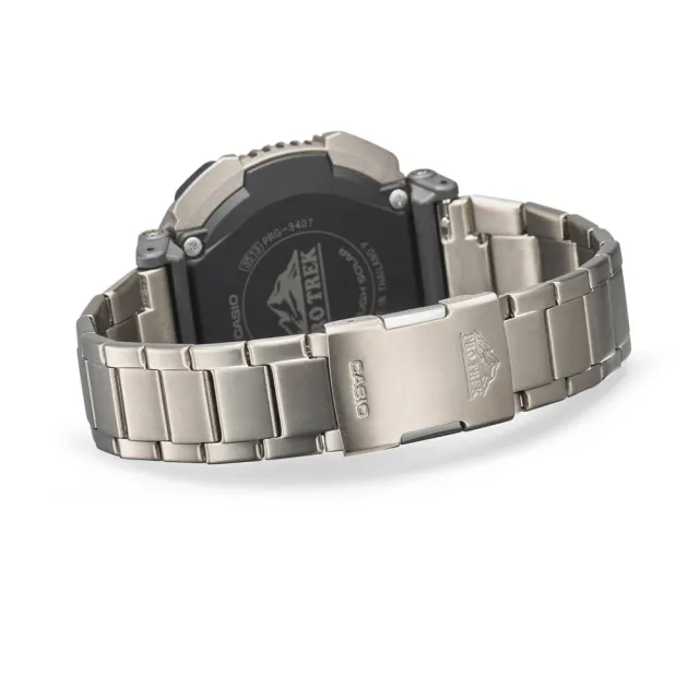 【CASIO 卡西歐】PROTREK 多功能太陽能電力 登山鈦金屬電子錶 黑灰 PRG-340T-7_51.7mm