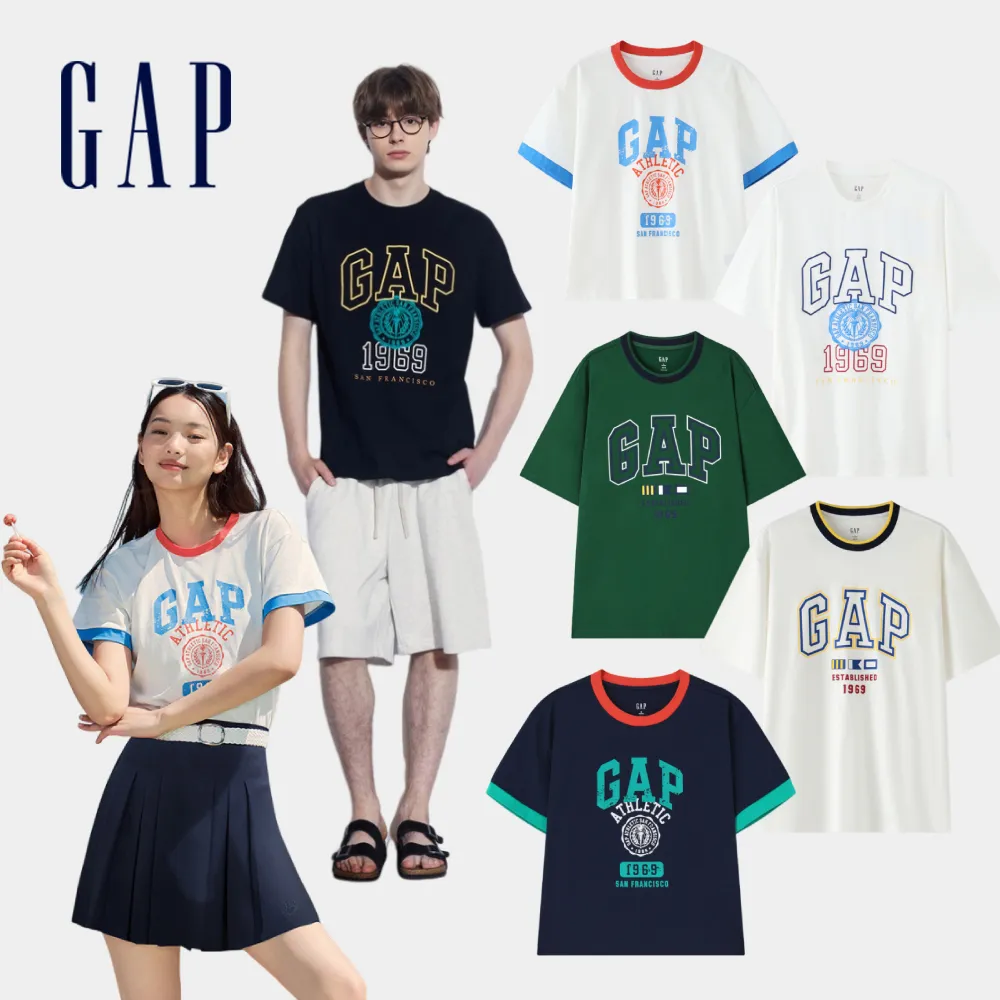 【GAP】男女裝 Logo印花純棉圓領短袖T恤-多款任選(465583&465443&465261)