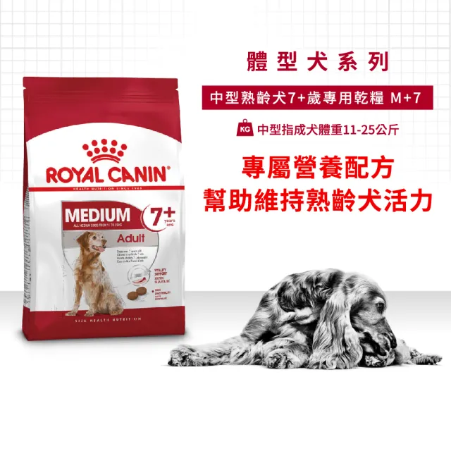 【ROYAL 法國皇家】中型熟齡犬7+專用飼料 M+7 4KG(狗乾糧 狗飼料)