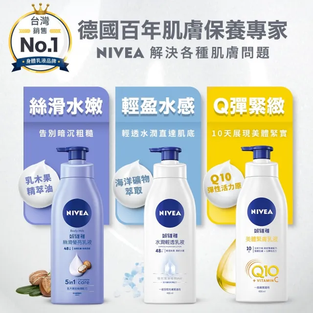 【NIVEA 妮維雅】密集修護乳液400ml/水潤輕透乳液系列400mlx3入(深層修護乳液、保濕潤膚身體乳、國民乳液)