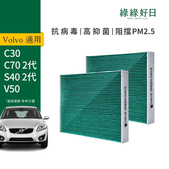 【Have Green Days 綠綠好日】適用 VOLVO C30/C70二代/S40二代/V50 汽車冷氣濾網 HEPA抗菌 GVL003