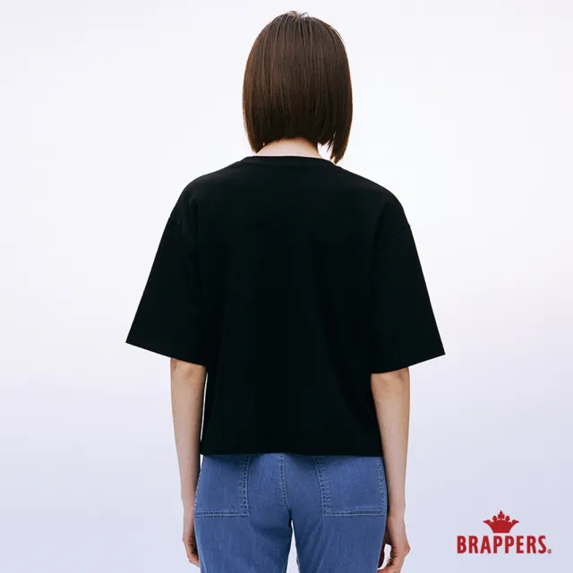 【BRAPPERS】女款 HAPPINESS印花短版寬T(黑)