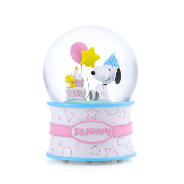 【JARLL 讚爾藝術】Snoopy史努比生日水晶球音樂盒 彩款(生日禮物  情人禮物)