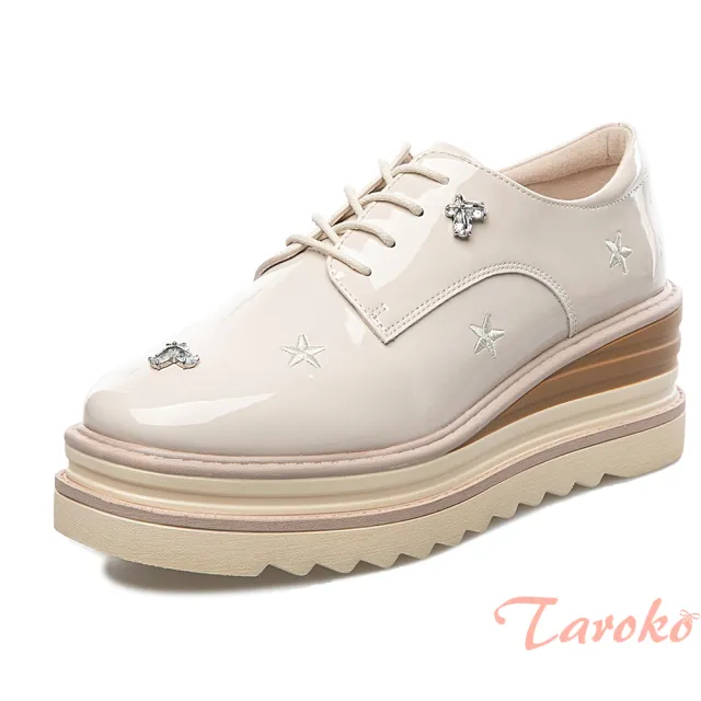 【Taroko】明日星星方頭小尺碼牛皮厚底鞋(2色可選)