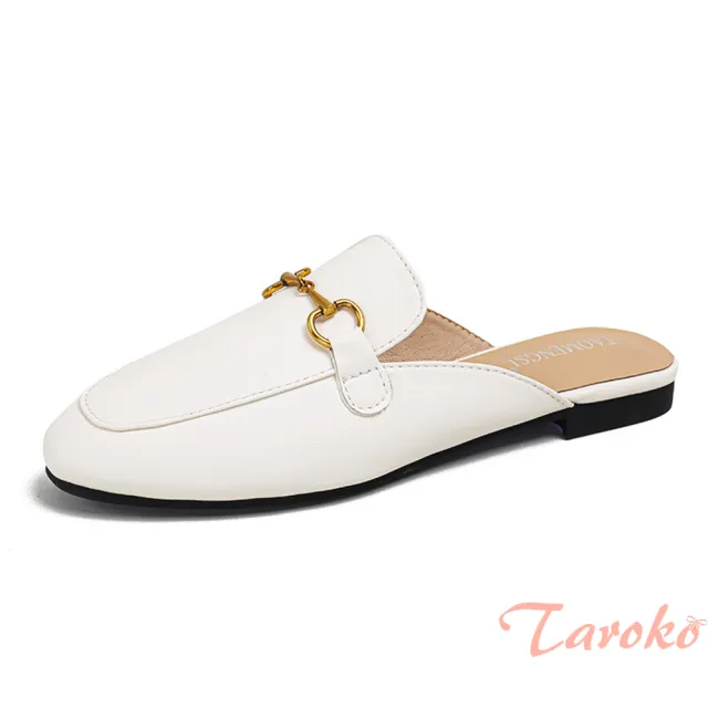 【Taroko】馬蹄扣一字包頭精品大小碼涼拖鞋(2色可選)