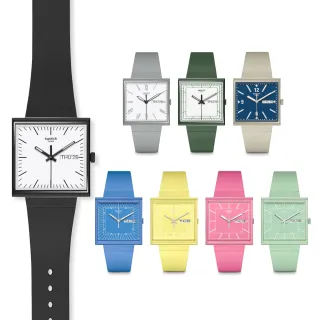 【SWATCH】WHAT IF? 方形手錶 生物陶瓷 瑞士錶 綜合賣場(33mm)