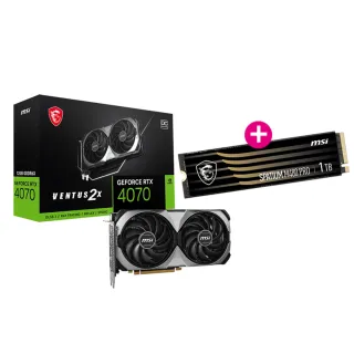 【MSI 微星】RTX4070+1T SSD 組合★RTX 4070 VENTUS 2X E 12G OC 顯示卡+M480 Pro 1TB SSD(卡+SSD)