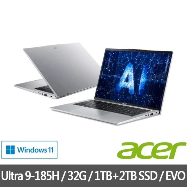 Acer 宏碁 特仕版 14吋輕薄效能AI筆電(Swift Go/SFG14-73-95N0/Ultra 9-185H/32G/1TB+2TB SDD/EVO)