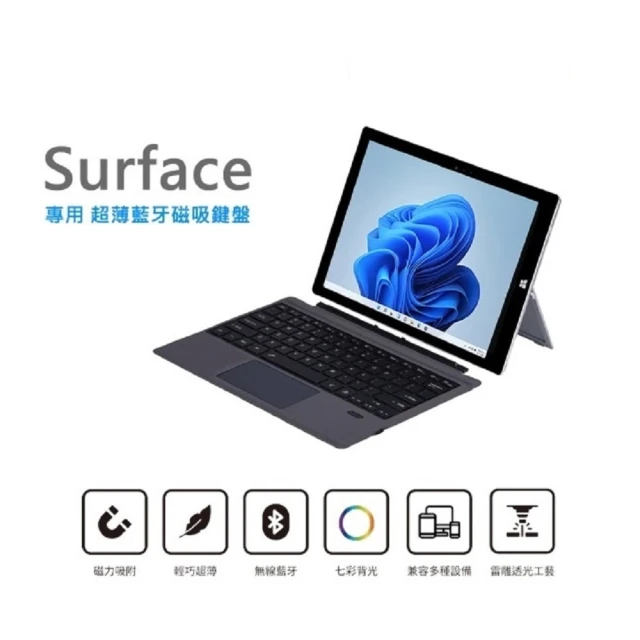 微軟 Surface Pro 8 9 X 藍芽注音鍵盤 七彩