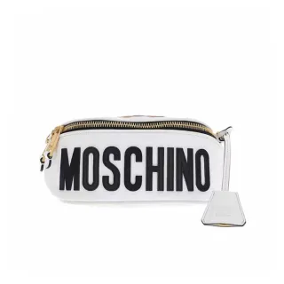 【MOSCHINO】經典鋼盔泰迪熊皮革胸包腰包 白色(7-T7718-8210-1001)