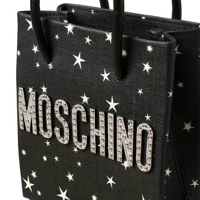 【MOSCHINO】UFO太空熊迷你可斜背托特包 黑色(2T757682101555U812)