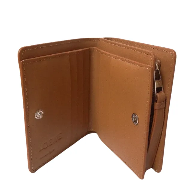 【LOEWE 羅威】LOEWE Puzzle compact wallet 經典款 淺棕色 小牛皮 皮革 摺疊錢包(C510Z41X122530)
