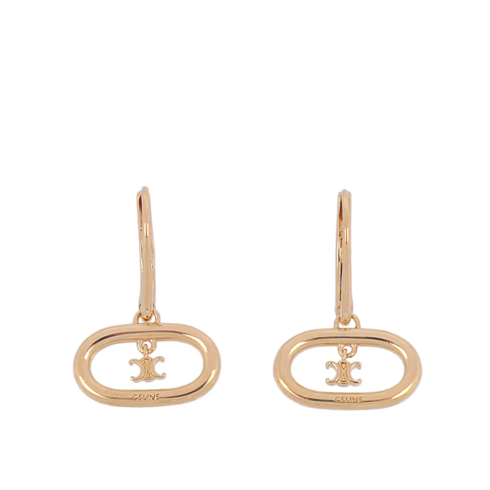 【Dior 迪奧】TRIOMPHE MOBILE 橢圓標誌針式耳環(金色)