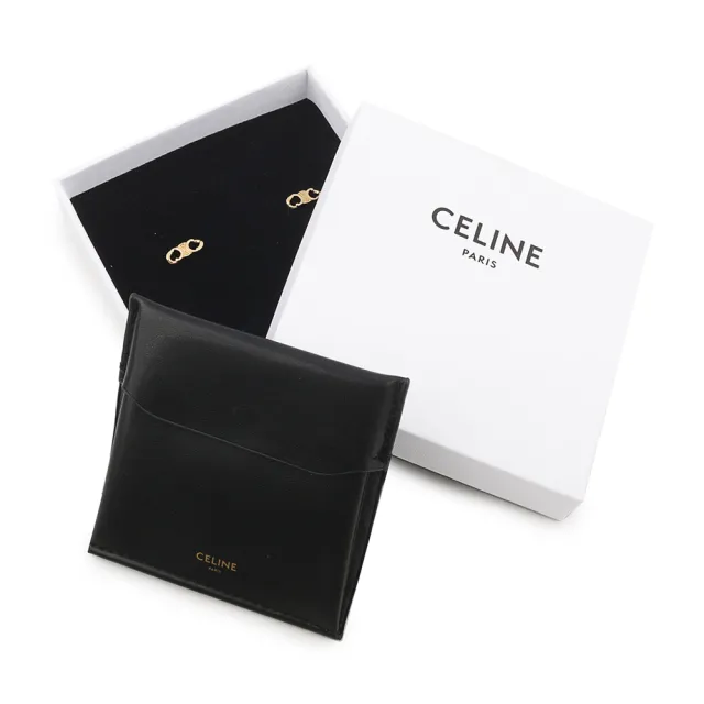 【CELINE】TRIOMPHE GOURMETTE 標誌針式耳環(金色)