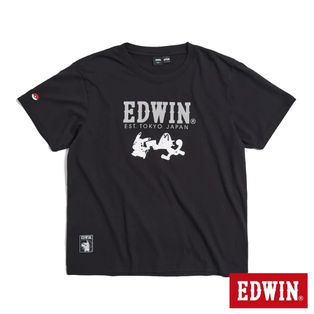 EDWIN 男裝 皮卡丘與喵喵短袖T恤(黑色)