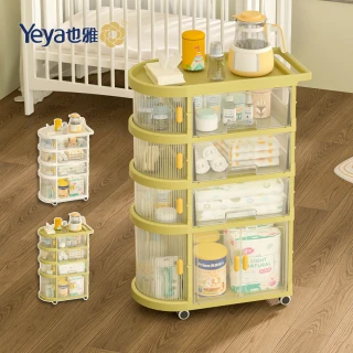 【Yeya也雅】速組摺疊式嬰兒床邊用收納推車-1門+3抽屜-DIY-多色可選(置物車/收納推車/滑輪置物車)