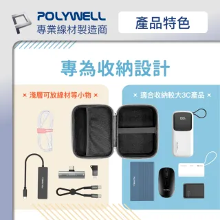 【POLYWELL】3C硬殼配件包 /中號 /灰白色