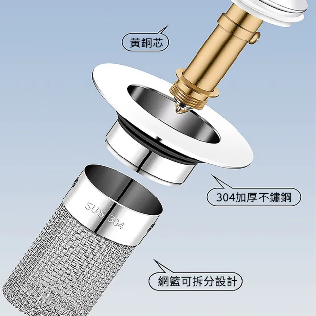 【SUNLY】304不鏽鋼濾網彈跳芯 洗手台漏水塞 防堵防臭止水過濾器 堵水器