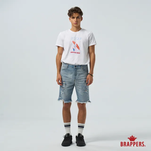 【BRAPPERS】男款 SURF印花圓領T恤(白)