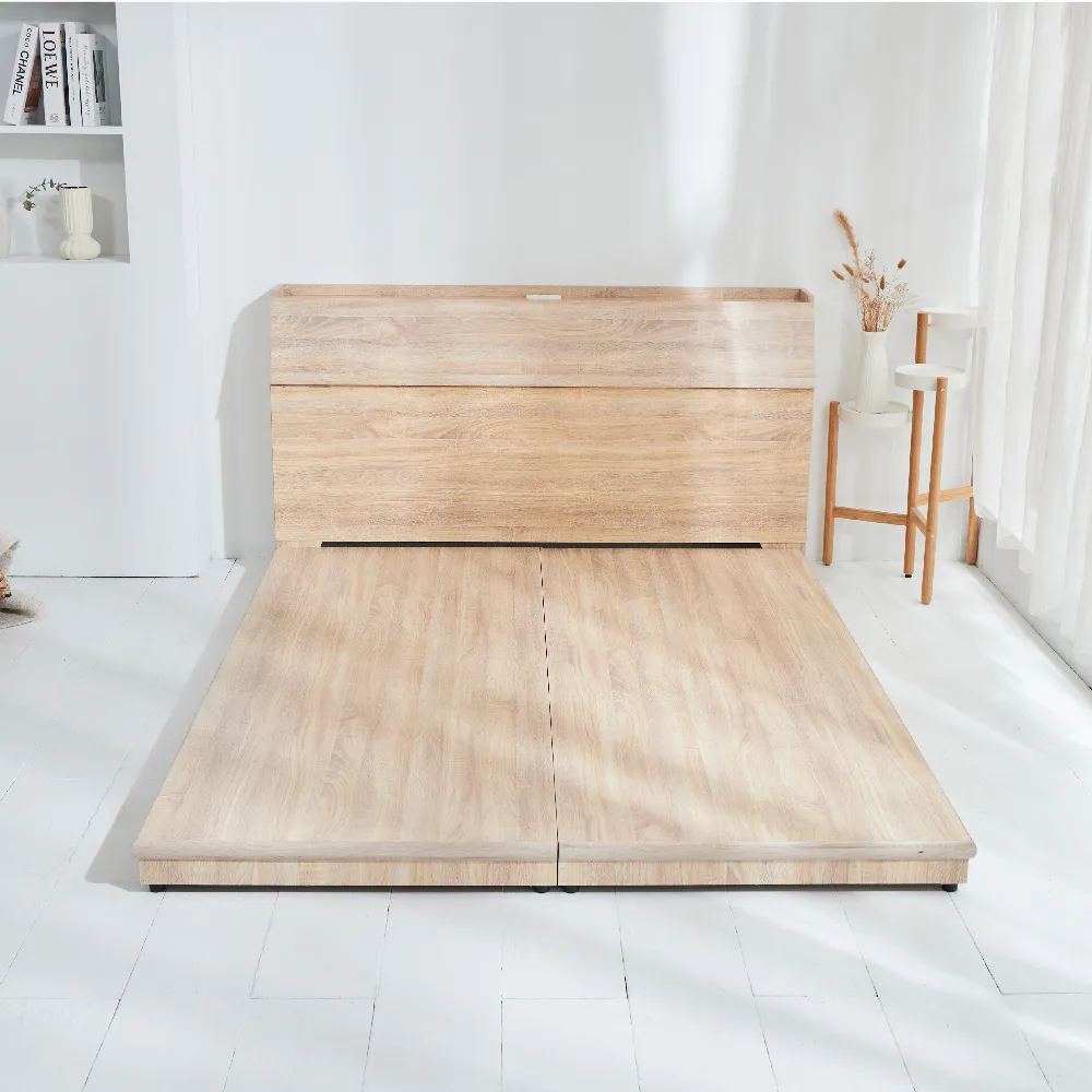 【藤原傢俬】日式風格二件式床組6尺雙人加大(床頭箱+低床底/床架)