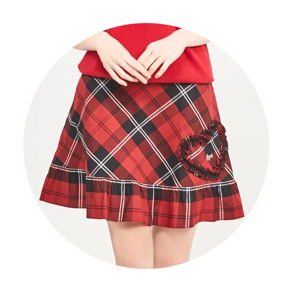 【SCOTTISH HOUSE】紅黑格 格紋愛心裙 CGT12121