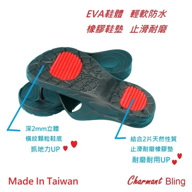 【Charmant】拖鞋(EVA輕盈厚底加橡膠止滑耐磨墊夾腳拖)