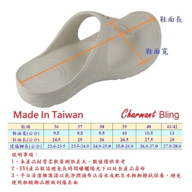 【Charmant】拖鞋(EVA輕盈厚底加橡膠止滑耐磨墊夾腳拖)