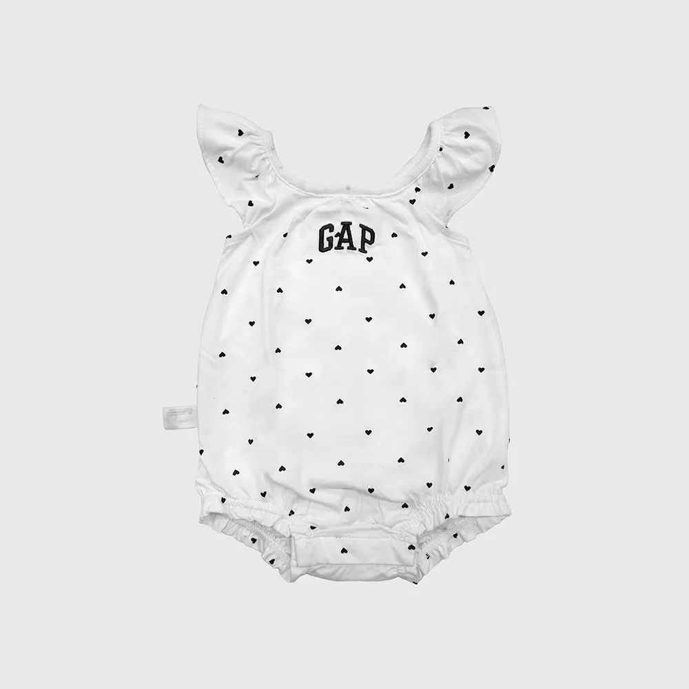 【GAP】嬰兒裝 Logo純棉圓領無袖包屁衣-白色(428123)