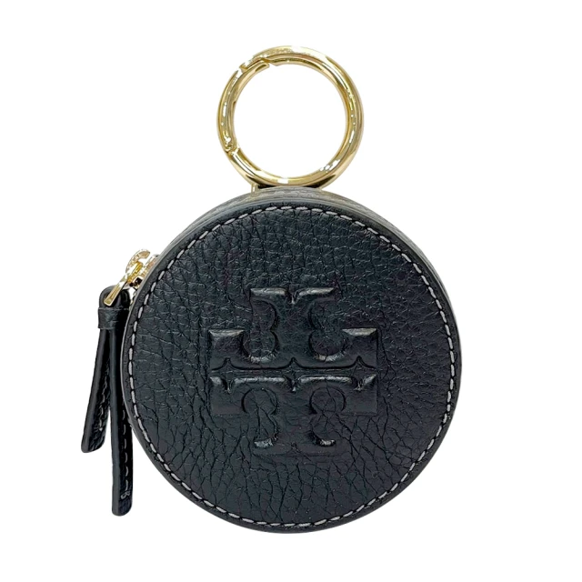 TORY BURCH Thea系列簡約黑大TB logo圓形零錢包(150410-001)