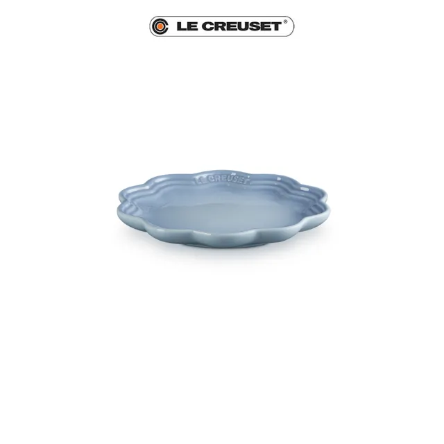 【Le Creuset】瓷器蕾絲花邊盤 18cm(海岸藍)