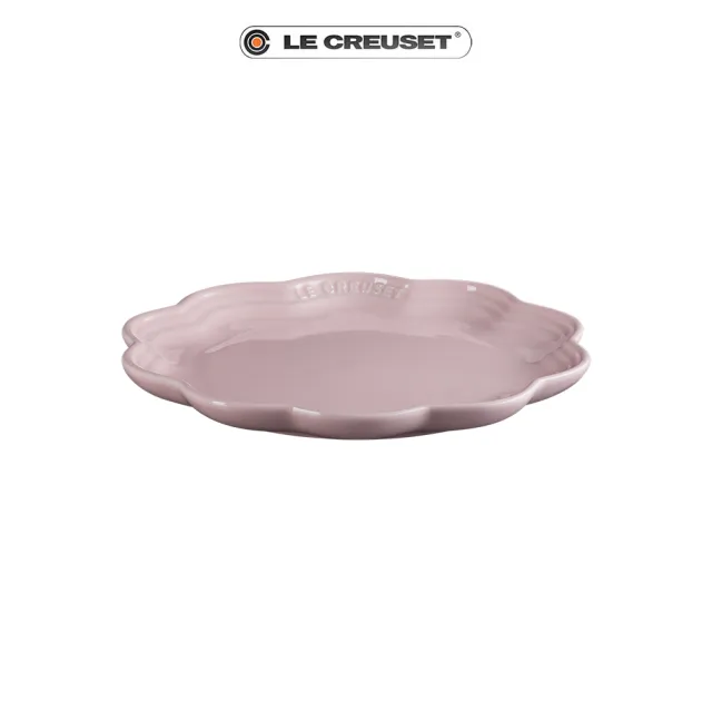 【Le Creuset】瓷器蕾絲花邊盤 22cm(雪紡粉)