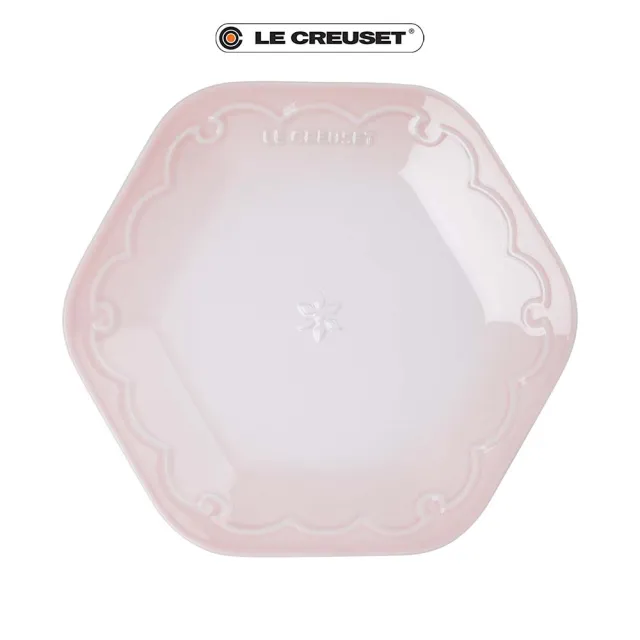 【Le Creuset】瓷器雪藏時光系列六角盤25cm(珠光白/無花果/貝殼粉 3色選1)