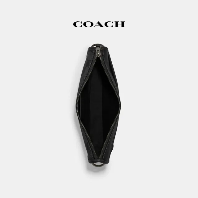 【COACH蔻馳官方直營】HERITAGE撞色經典Logo多功能斜背手袋-QB/炭黑色/黑色(C8141)