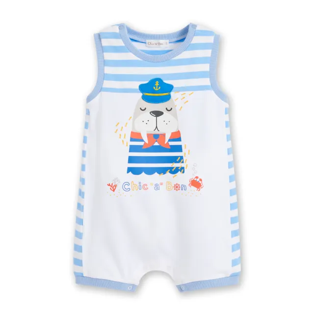 【奇哥】Chic a Bon 嬰幼童裝 海洋守護隊海象背心兔裝/連身衣-吸濕排汗+抗UV(6-18個月 防曬)