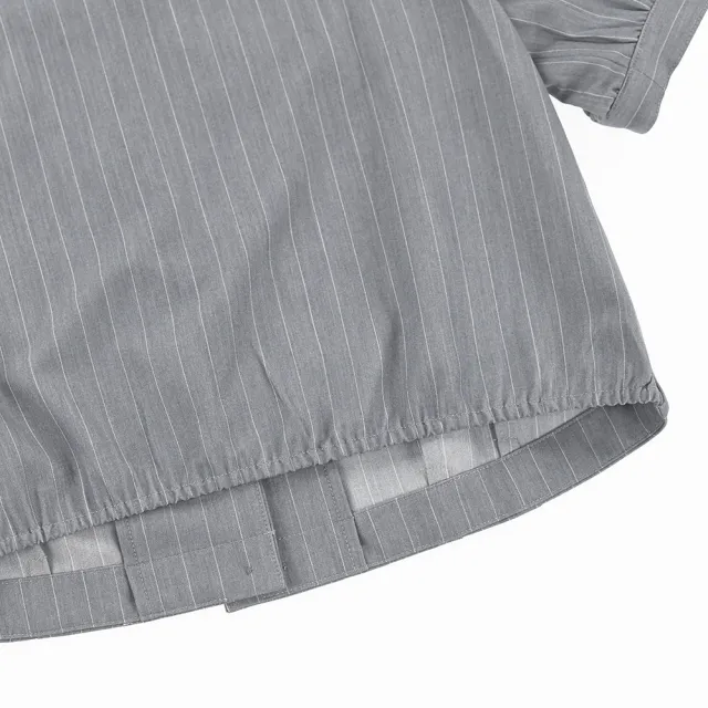 【ILEY 伊蕾】條紋微澎袖兩穿式外套(灰色；M-XL；1242014010)