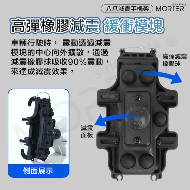 【MorTer】八爪減震 機車手機架(手機支架 摩托車手機架 摩托車手機架 導航架 電動車手機架)